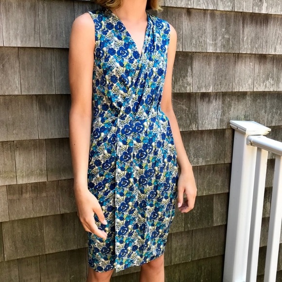 Leota Dresses & Skirts - Blue Floral Leota Compass Rose Dress Size Large